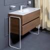 Тумба с раковиной Armadi Art Vallessi 100 дуб темный, с белой раковиной фото 2