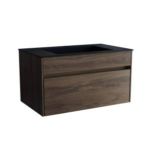 Тумба с раковиной Vincea Chiara 800 1 выкатной ящик, C.Oak, раковина черная