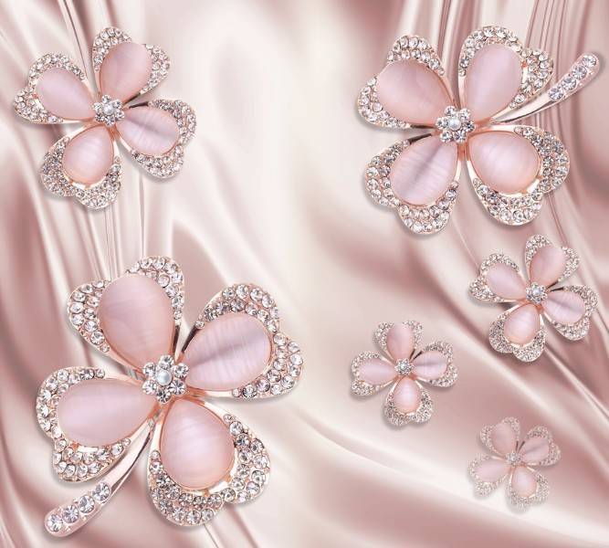 3D Фотообои Artegrafico «Клевер с бриллиантами в нежно-розовых тонах» FH-RH-017 канвас