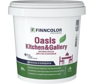 FINNCOLOR OASIS KITCHEN@GALLERY 7 краска для стен и потолков устойчивая к мытью, база А (0,9л)