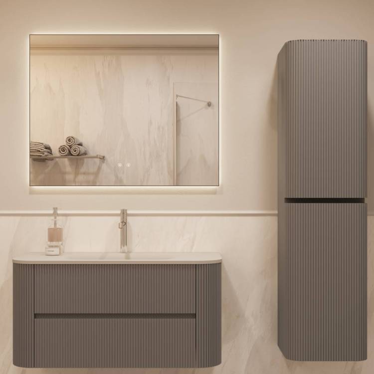 Тумба с раковиной Vincea Alto 1000 2 выкатных ящика, светло-серый матовый