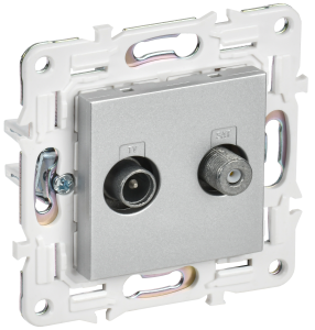 ТВ-розетка TV+SAT IEK Skandy SK-AF20-O-K23 серебряный