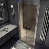 Душевая дверь в нишу MaybahGlass MGD-433-5 профиль хром матовый, стекло бронза матовая, 1980x800 фото 2