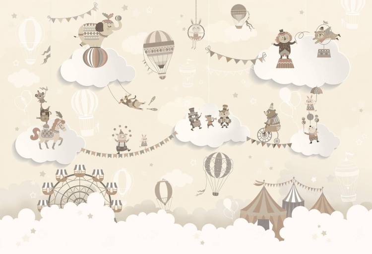 Бесшовные Eco обои Ortograf Little friends 34407 Облачный цирк 2 Ворс+ ОЕ+