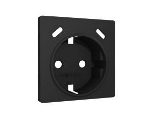 Лицевая панель для электрической розетки с заземлением со шторками 2USB C+C Ambrella Volt Alfa AP8105 черный матовый