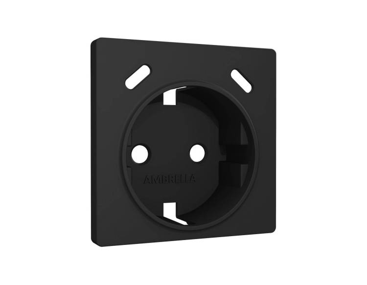 Лицевая панель для электрической розетки с заземлением со шторками 2USB C+C Ambrella Volt Alfa AP8105 черный матовый