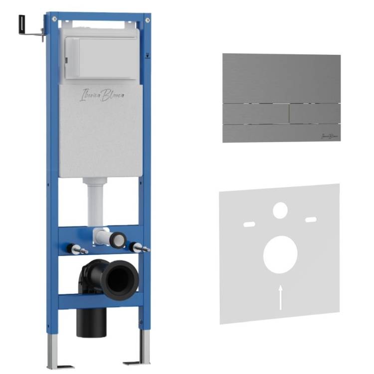 Система инсталляции для унитазов Iberica Blanca Inox-S IB.001М.016.02 кнопка смыва вороненая сталь