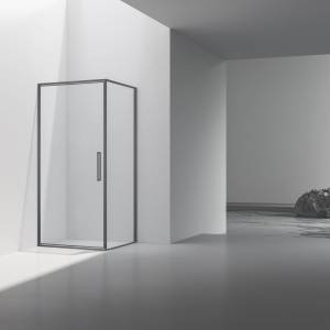 Душевой уголок Vincea Slim VSR-4SLP9090CLGM профиль вороненая сталь, стекло прозрачное, 90x90x195