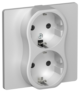 Розетка 2-местная с заземлением и шторками IEK Flite FI-R24C-16-1-K47 алюминий