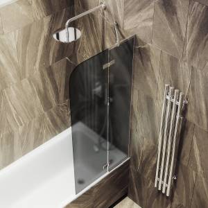 Шторка на ванну MaybahGlass MGV-919-4 99x140, поворотная, стекло графит матовый 6 мм, профиль хром глянцевый