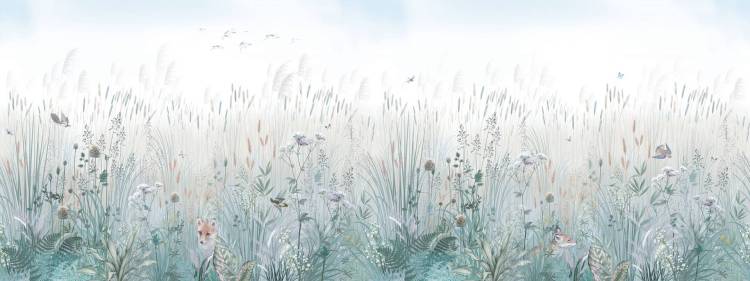 Бесшовные Eco обои Ortograf Aurora 34114 Morning field blue Гладь ОЕ-Р2