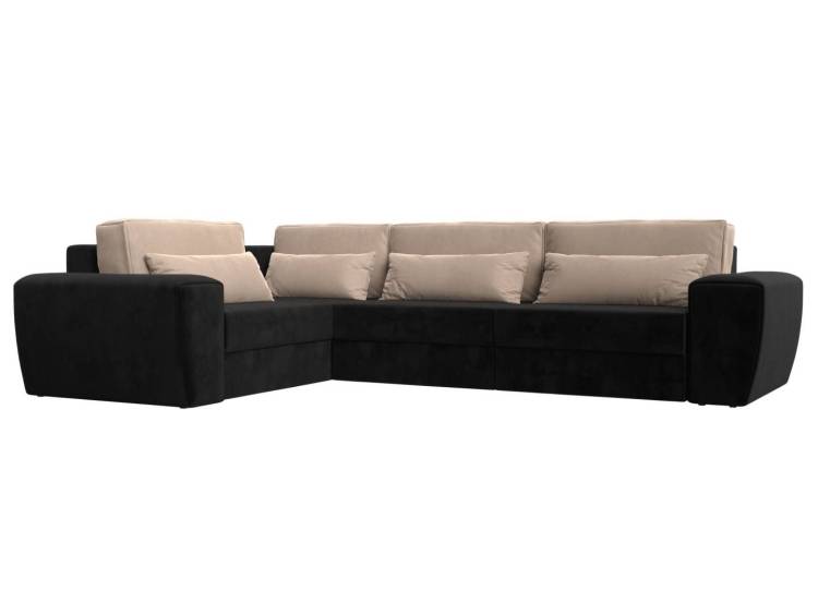 Диван угловой Лига Диванов Лига-008 Long 118728L черный, бежевый, левый