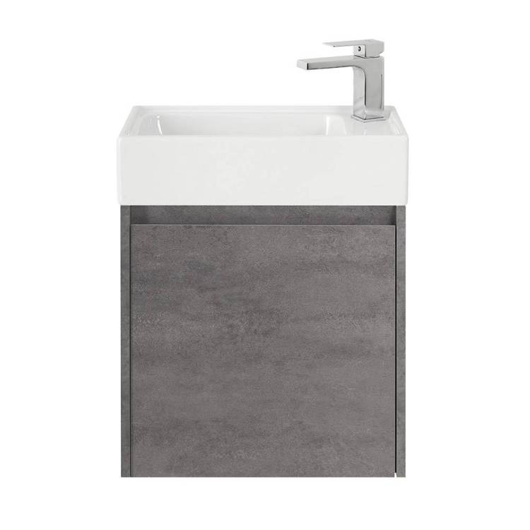 Тумба с раковиной Belbagno Kraft Mini KRAFT MINI-500/260-1A-SO-CG-L 45x25x49 Cemento Grigio подвесная с распашной дверцей, левосторонняя