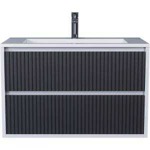 Тумба с раковиной Uperwood Next Premium 3930205167 подвесная, 2 ящика, белая, графит, 80 см