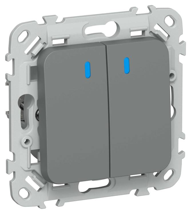 Выключатель 2-клавишный IEK Flite FI-V20-1-10-1-K80 мокрый асфальт