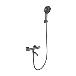 Смеситель для ванны Wonzon & Woghand WW-B2065-A1-BGG термостатический, с душевым гарнитуром, темный графит