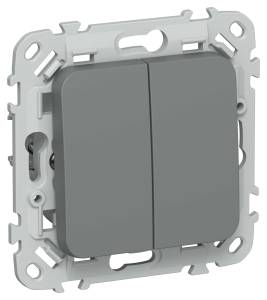 Выключатель 2-клавишный IEK Flite FI-V20-0-10-1-K80 мокрый асфальт