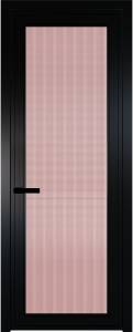 Межкомнатная дверь Profil Doors 1 AGP цвет профиля Черный, стекло безопасное 6 мм мору розовое 600x2000