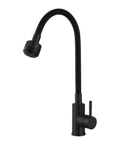 Смеситель для кухни Avrora Kitchen AV9001B с высоким гибким изливом, черный