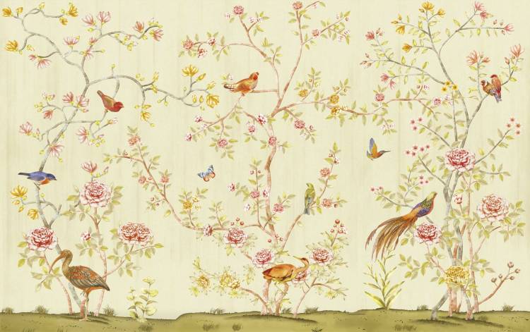 Бесшовные Eco обои Ortograf Flora 31271 Chinese garden yellow Гладь ОЕ-Р2