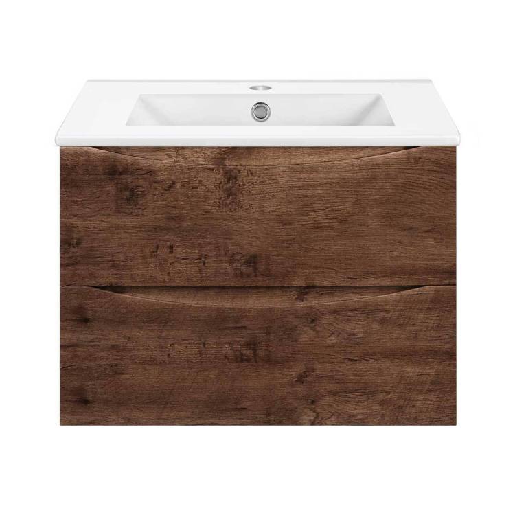 Тумба под раковину Vincea Mia Slim VMC-2MC700S1RW 700 подвесная, 2 выкатных ящика soft close, R.Wood