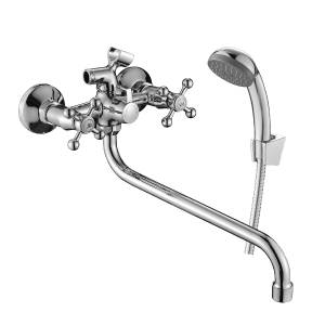 Смеситель для ванны Decoroom DR54 DR54045 двуручный универсальный с поворотным изливом 300 мм Хром