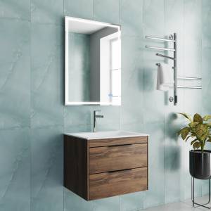 Тумба с раковиной Vincea Chiara 2D 600 2 выкатных ящика, C.Oak, раковина белая