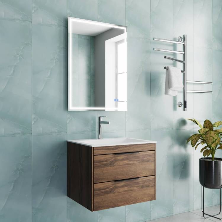 Тумба с раковиной Vincea Chiara 2D 600 2 выкатных ящика, C.Oak, раковина белая