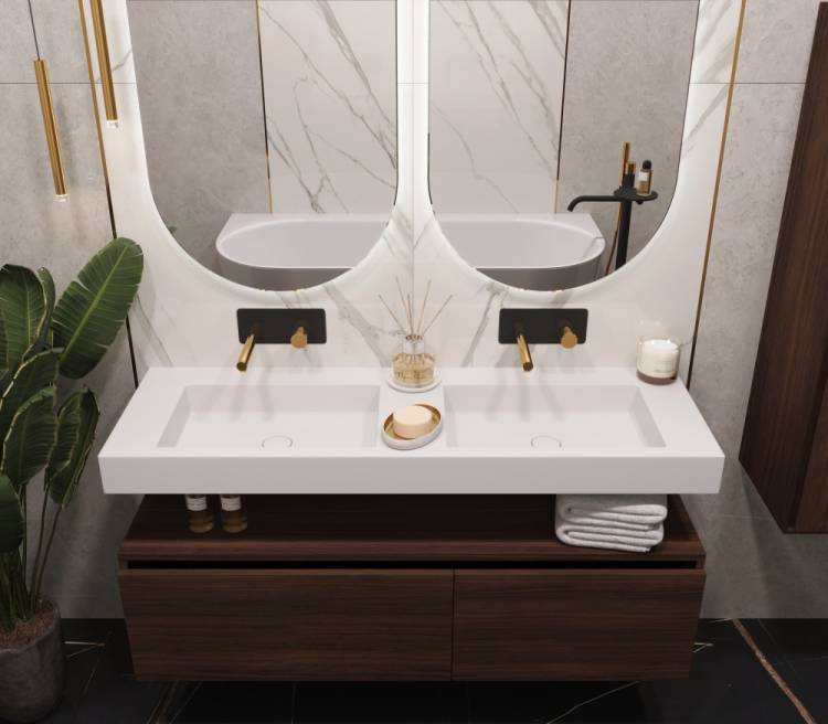 Раковина Armadi Art Flat 888-140 со столешницей, белая матовая, 140 см