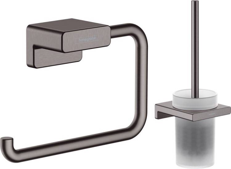 Набор Hansgrohe AddStoris Держатель туалетной бумаги 41771340 + Ершик 41752340 шлифованный черный хром
