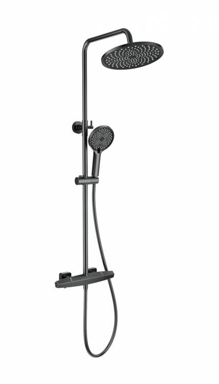 Душевая стойка Wonzon & Woghand WW-B3045-A-BGG с термостатом, темный графит