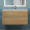 Тумба с раковиной Uperwood Barsa подвесная, белая, дуб сонома, 90 см фото 4