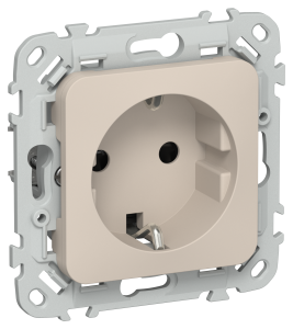 Розетка 1-местная с заземлением и шторками IEK Flite FI-R14-16-1-K88 льняной