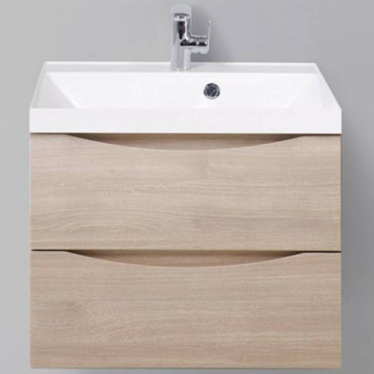 Тумба с раковиной Belbagno Marino MARINO-700-2C-SO-RG-P 70x45x50 Rovere Grigio подвесная с двумя выкатными ящиками