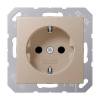 Розетка с заземлением с защитными шторками безвинтовой зажим Jung A 500 шампань A1520KICH