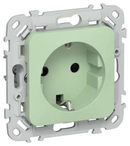 Розетка 1-местная с заземлением и шторками IEK Flite FI-R14-16-1-K93 фисташковый