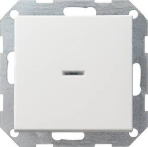 Выключатель кнопочный одноклавишный Gira System 55 с подсветкой 10A 250V чисто-белый глянцевый 012203