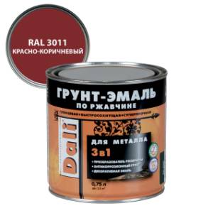 Грунт-эмаль по ржавчине 3 в 1 гладкая алкидная Dali RAL 3011 красно-коричневый 0.75 л