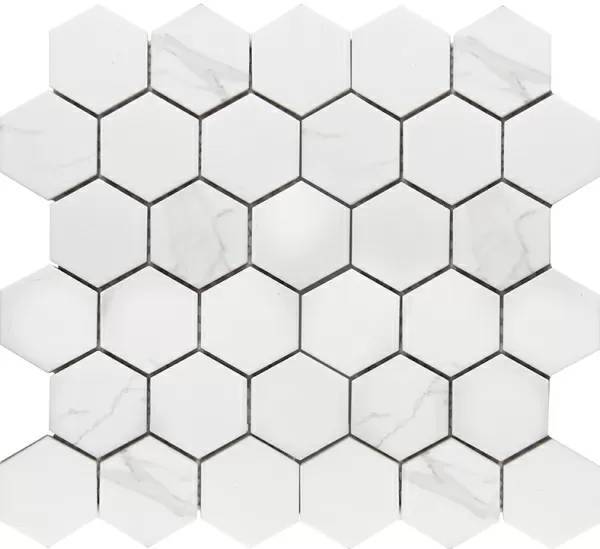 Мозаика StarMosaic Hex+Octagon+Triangolo PMMT83017 Hexagon small Carrara Matt 26.5х27.8