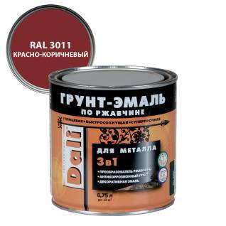 Грунт-эмаль по ржавчине 3 в 1 гладкая алкидная Dali RAL 3011 красно-коричневый 0.75 л