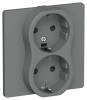 Розетка 2-местная с заземлением и шторками IEK Flite FI-R24C-16-K80 мокрый асфальт