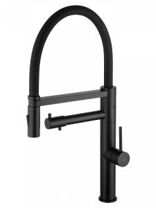 Смеситель для кухни Wonzon & Woghand WW-88458007-MB с гибким изливом и подключением фильтра, черный матовый