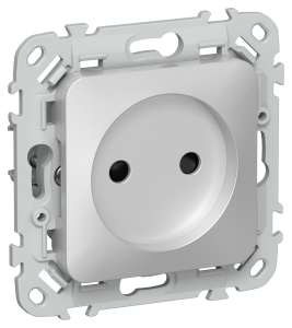 Розетка 1-местная с защитными шторками IEK Flite FI-R13-10-1-K47 алюминий