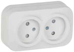 Розетка 2-местная с защитными шторками IEK Glory ERH23-K01M-10 белый матовый