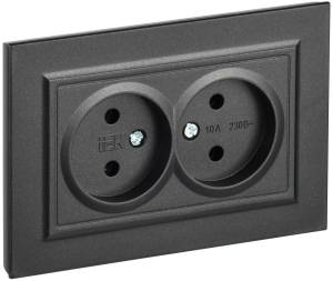 Розетка 2-местная IEK Brite BR-R20-10-K02-F черный