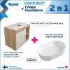 Тумба с раковиной Teymi Nura подвесная, дуб, белый, 80 см, с раковиной Martta 50 фото 2