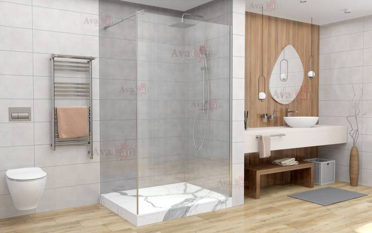 Душевая перегородка AvaCan MC100 профиль хром, стекло прозрачное, 100x200
