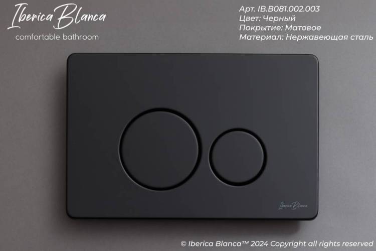 Кнопка смыва Iberica Blanca Inox-O IB.B081.002.003 черный матовый, 25x16 см