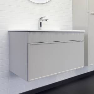 Тумба с раковиной Comforty Мадрид-80 00-00018685 подвесная, серый шелк