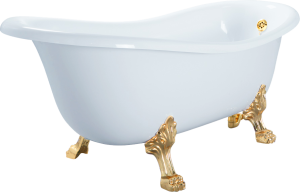 Ванна из искусственного камня Veragio Gialetta 185x80 с металлическими ножками, золото